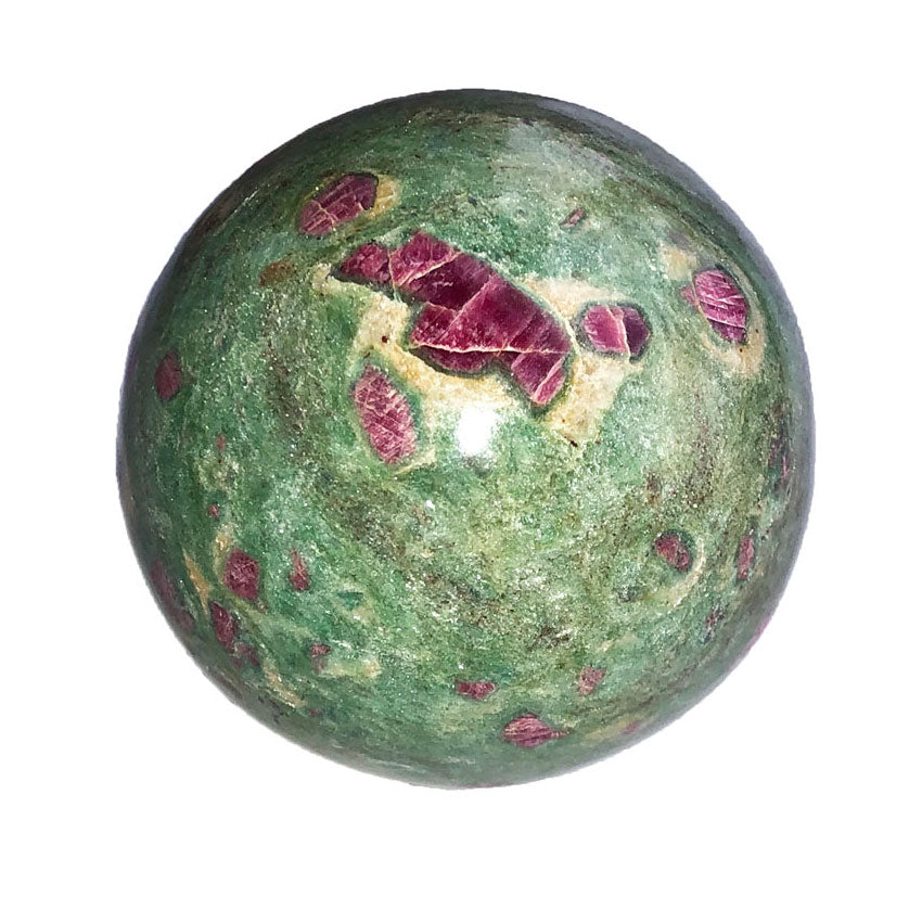 Rubino su Sfera di Fuschite – tra 50 e 55 mm