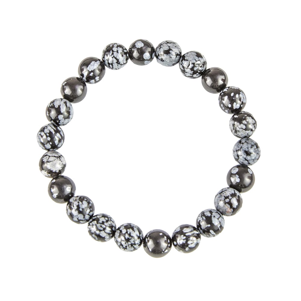 Bracciale in ossidiana neve – Perle da 8 mm