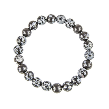 Bracciale in ossidiana neve – Perle da 8 mm