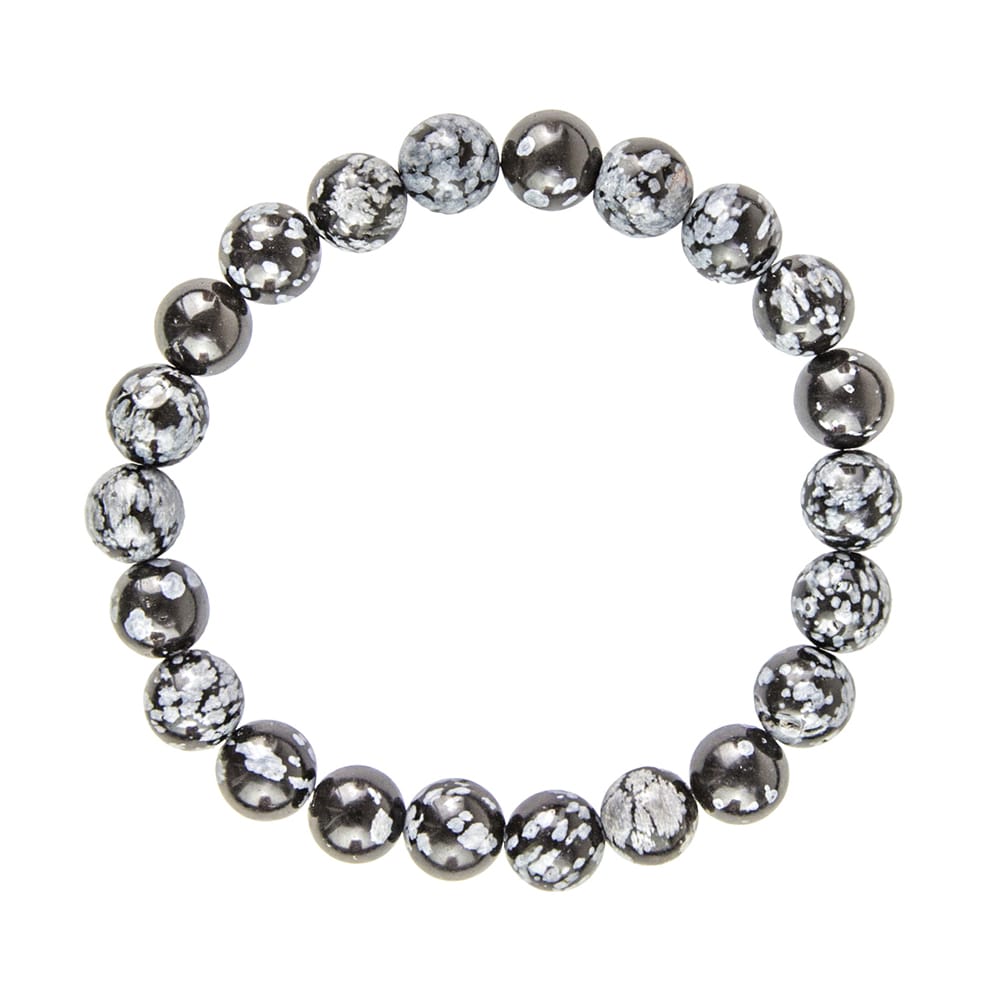 Bracciale in ossidiana neve – Perle da 8 mm