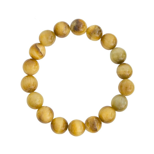 Bracciale in occhio di tigre dorato – Perle da 10 mm