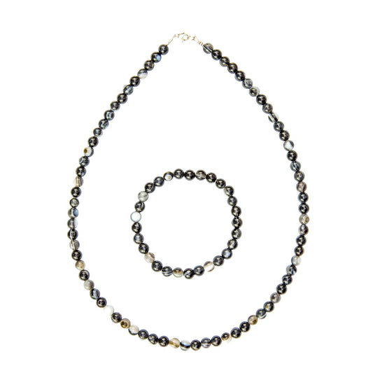 Parure in agata nera zonata – Perle sferiche da 6 mm