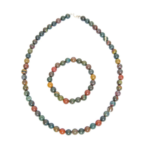 Parure in eliotropio – Perle sferiche da 8 mm