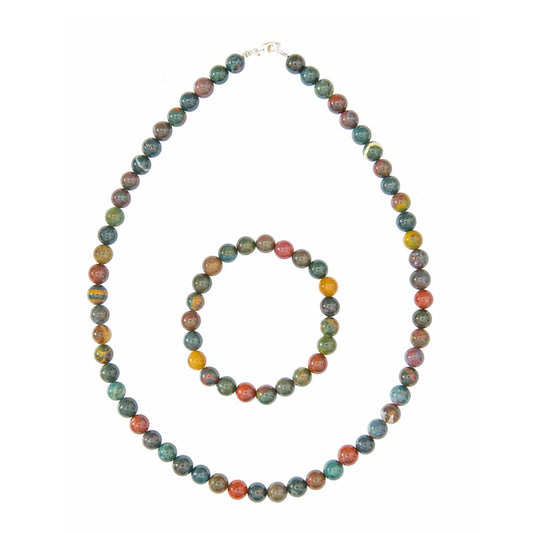 Parure in eliotropio – Perle sferiche da 8 mm