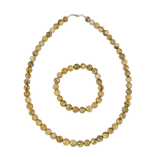 Parure in diaspro paesaggistico – Perle sferiche da 8 mm