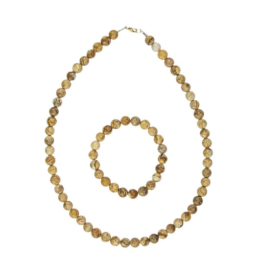 Parure in diaspro paesaggistico – Perle sferiche da 8 mm