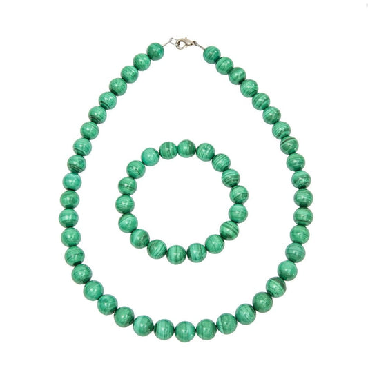 Parure in malachite – Perle sferiche da 10 mm