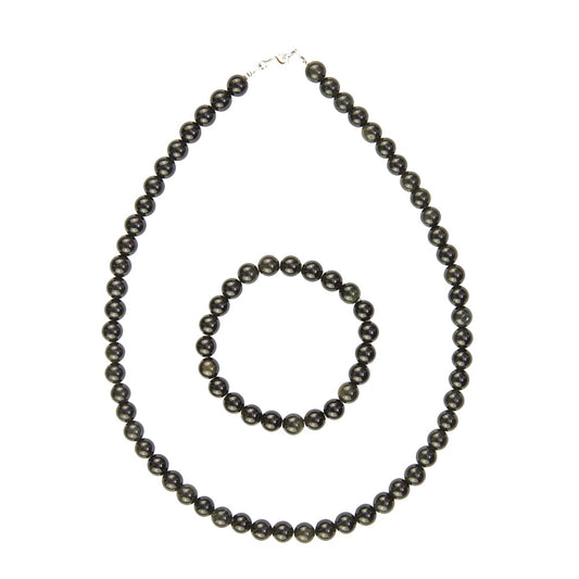 Parure in ossidiana nera – Perle sferiche da 8 mm
