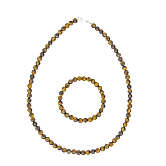 Parure in occhio di tigre – Perle sferiche da 6 mm