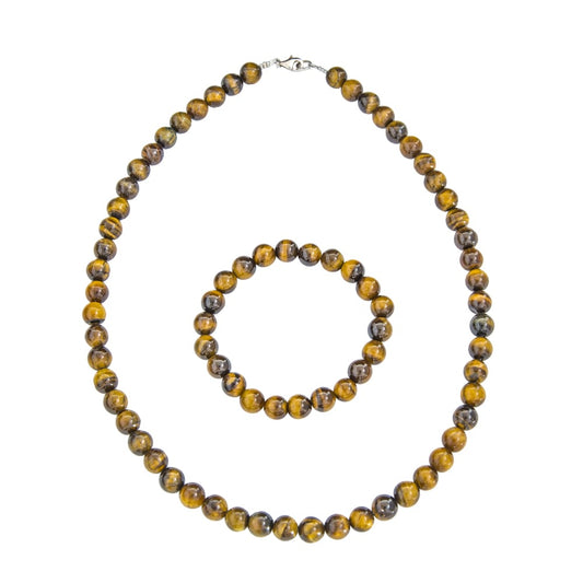 Parure in occhio di tigre – Perle sferiche da 8 mm
