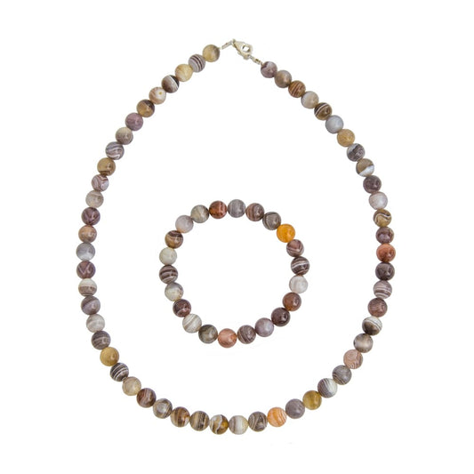 Parure in agata Botswana – Perle sferiche da 8 mm