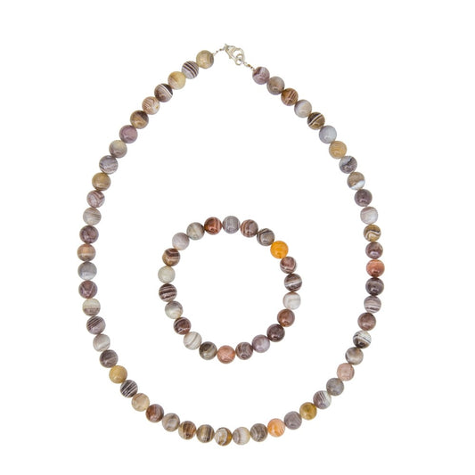 Parure in agata Botswana – Perle sferiche da 8 mm