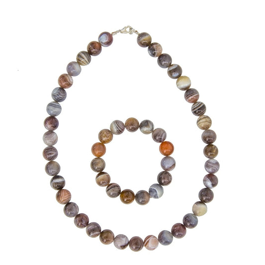 Parure in agata Botswana – Perle sferiche da 12 mm
