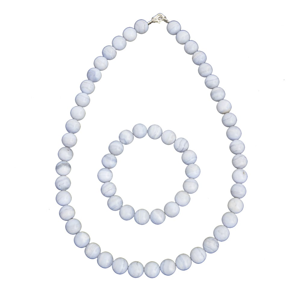 Parure in calcedonio – Perle sferiche da 10 mm