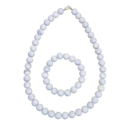 Parure in calcedonio – Perle sferiche da 10 mm