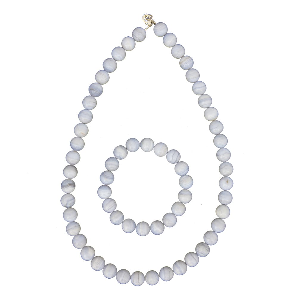Parure in calcedonio – Perle sferiche da 10 mm