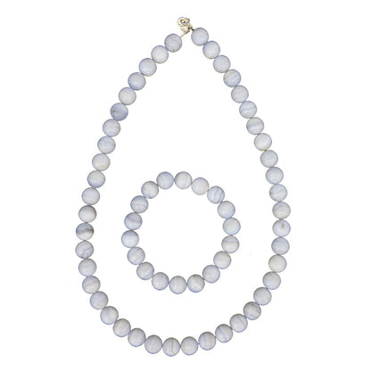 Parure in calcedonio – Perle sferiche da 10 mm