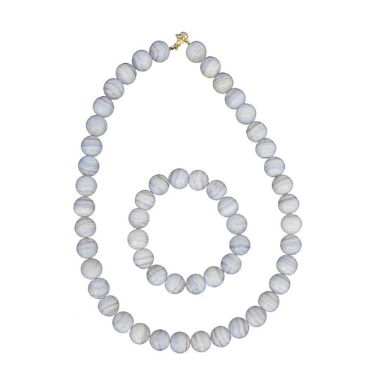 Parure in calcedonio – Perle sferiche da 12 mm