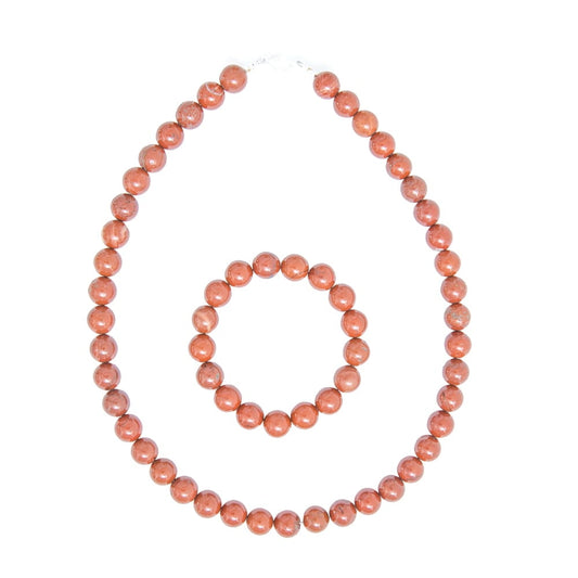 Parure in diaspro rosso – Perle sferiche da 10 mm