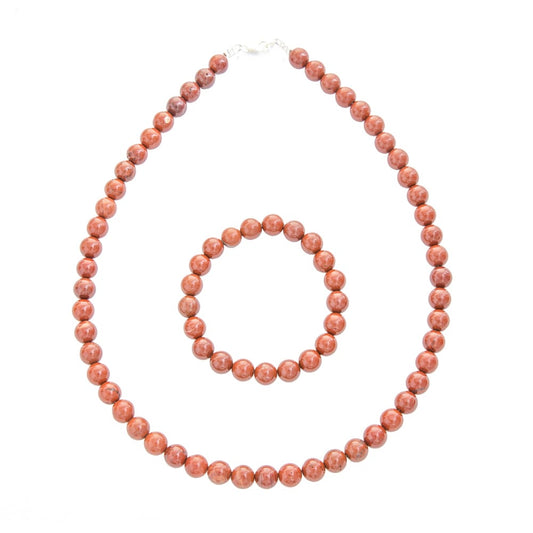 Parure in diaspro rosso – Perle sferiche da 8 mm