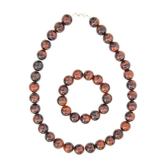 Parure in occhio di toro – Perle sferiche da 14 mm