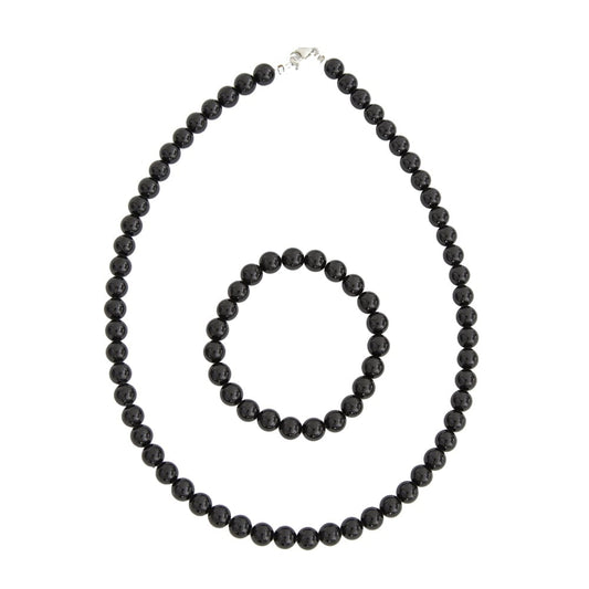 Parure in tormalina nera – Perle sferiche da 8 mm