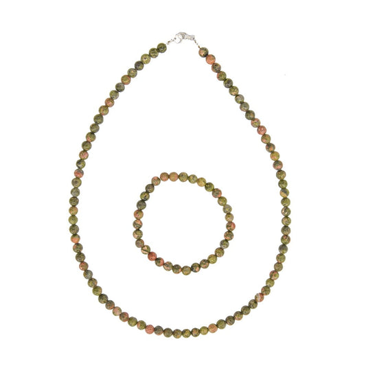 Parure in unakite – Perle sferiche da 6 mm