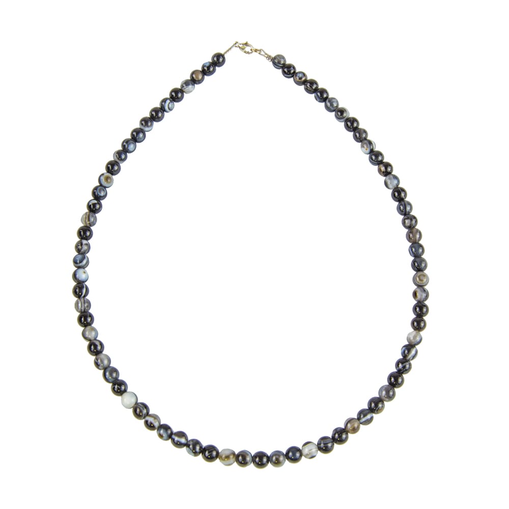 Collana in agata nera zonata – Perle sferiche da 6 mm