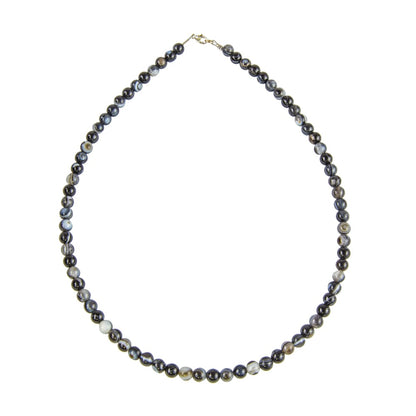 Collana in agata nera zonata – Perle sferiche da 6 mm