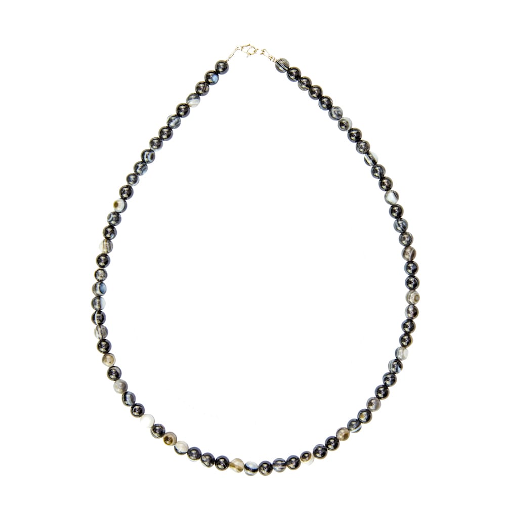 Collana in agata nera zonata – Perle sferiche da 6 mm