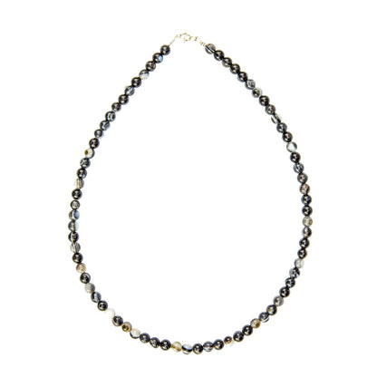 Collana in agata nera zonata – Perle sferiche da 6 mm