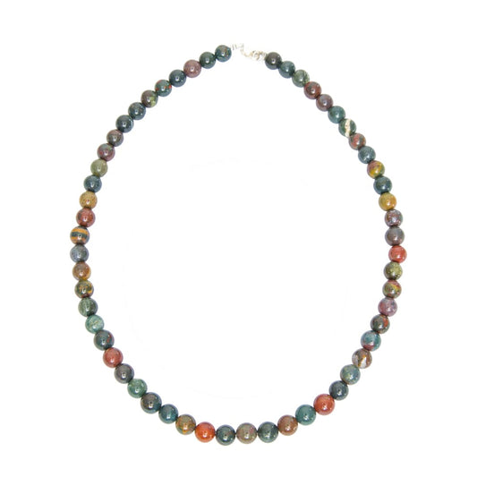 Collana in diaspro eliotropio – Perle sferiche da 8 mm