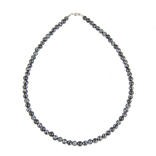 Collana in ossidiana neve – Perle sferiche da 6 mm