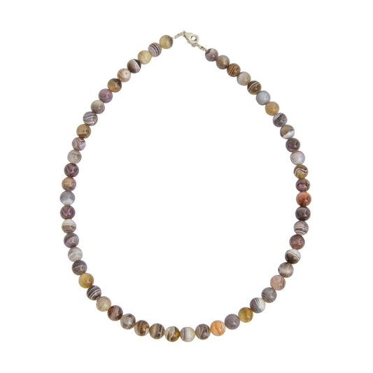 Collana in agata Botswana – Perle sferiche da 8 mm