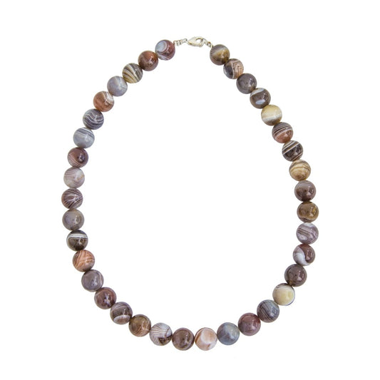 Collana in agata Botswana – Perle sferiche da 12 mm