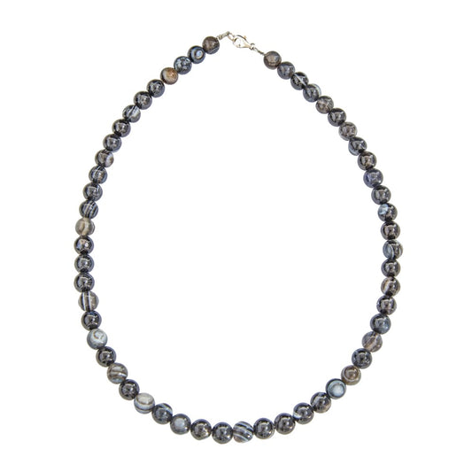 Collana in agata nera zonata – Perle sferiche da 8 mm