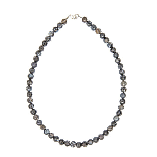 Collana in agata nera zonata – Perle sferiche da 8 mm