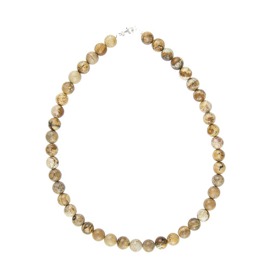 Collana in diaspro paesaggistico – Perle sferiche da 10 mm