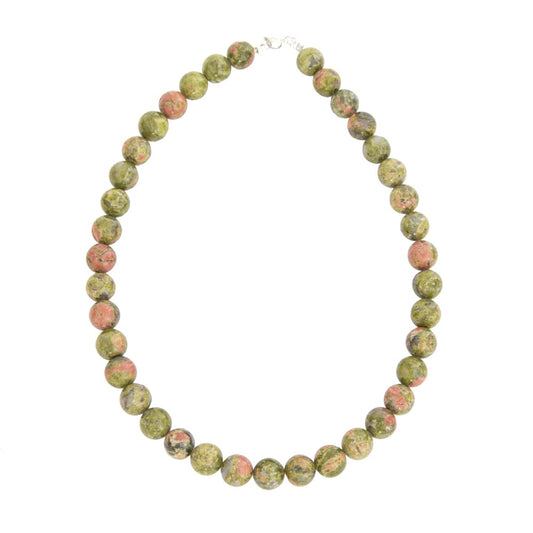 Collana in unakite – Perle sferiche da 12 mm
