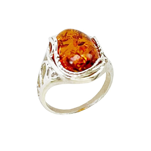 Anello in ambra “Capucine” – Argento 925