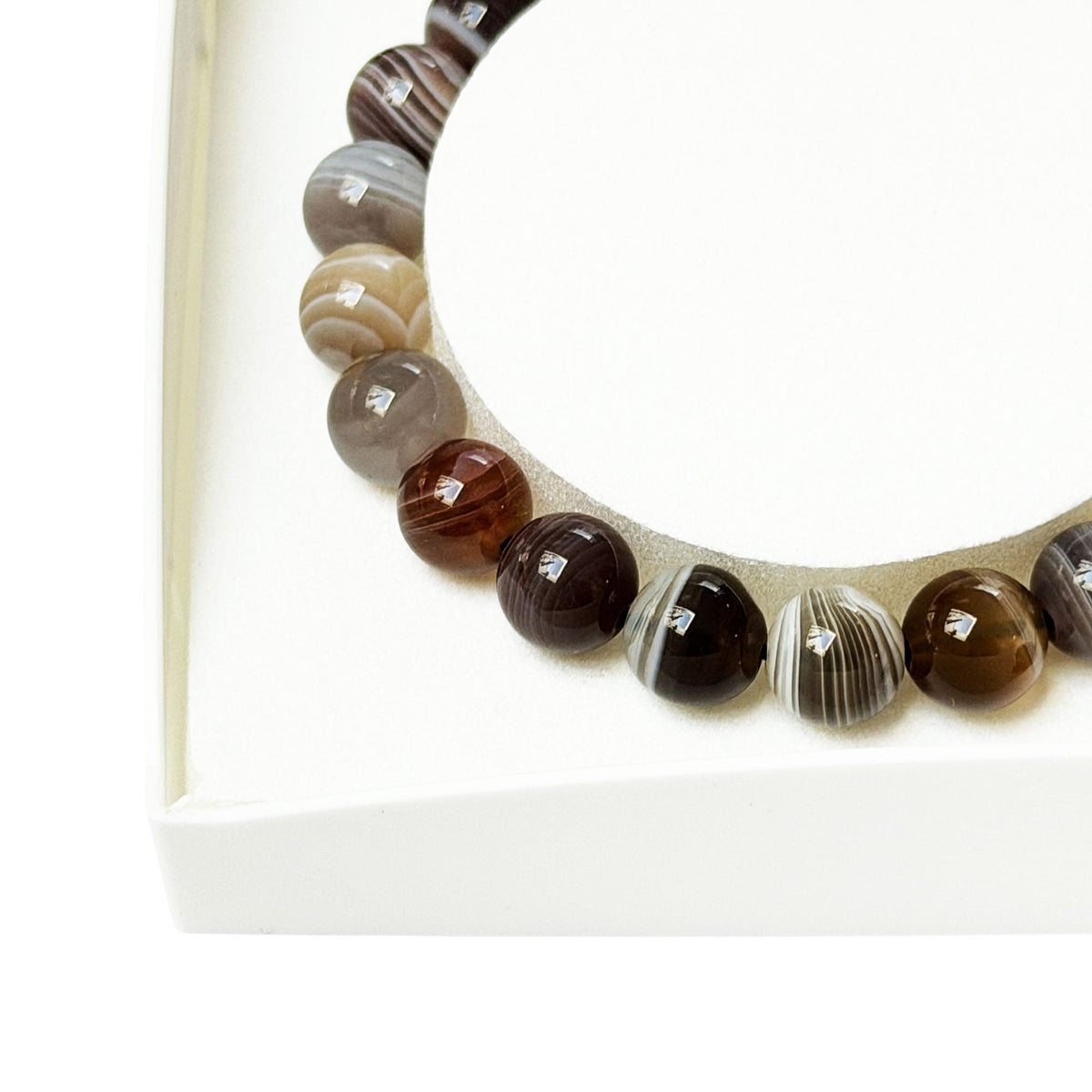 Bracciale in agata Botswana – Perle sferiche da 8 mm cordoncino regolabile
