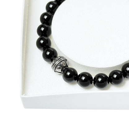 Bracciale in agata nera e sfera per lei
