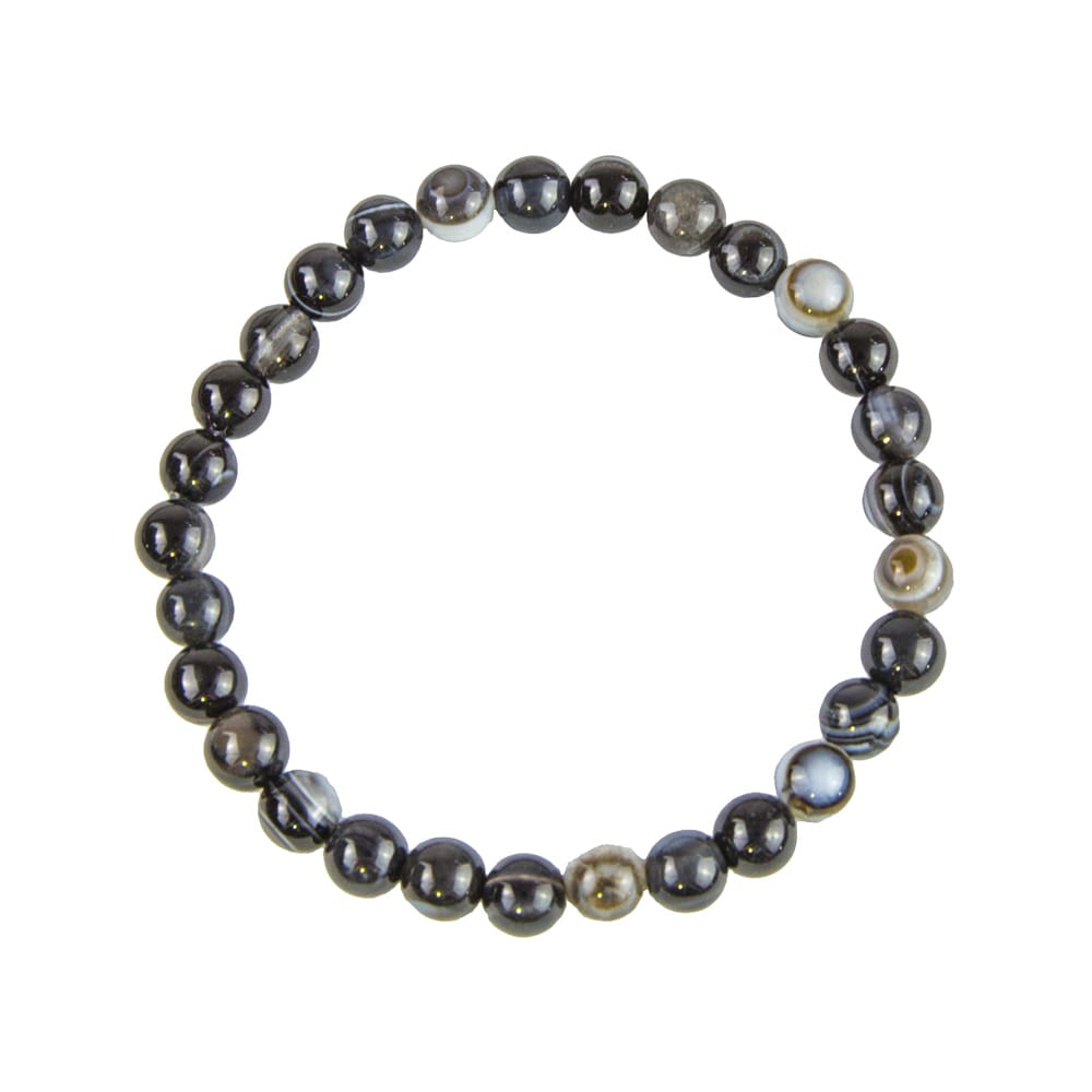 Bracciale in agata nera zonata – Perle da 6 mm