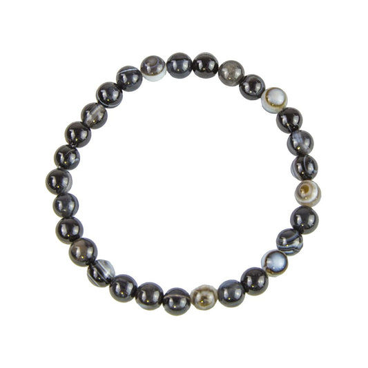 Bracciale in agata nera zonata – Perle da 6 mm