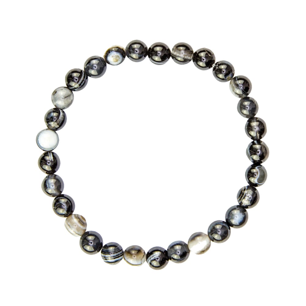 Bracciale in agata nera zonata – Perle da 6 mm