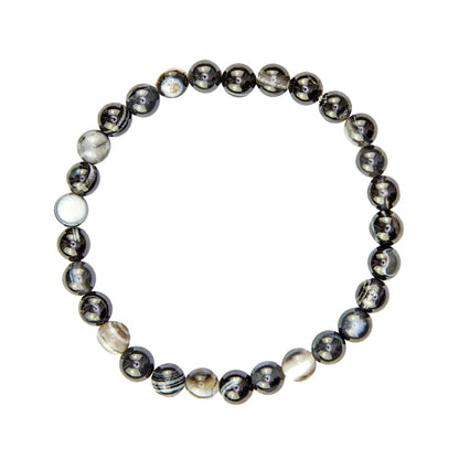Bracciale in agata nera zonata – Perle da 6 mm