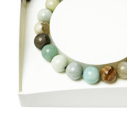 Bracciale in amazzonite – Perle sferiche da 8 mm cordoncino regolabile