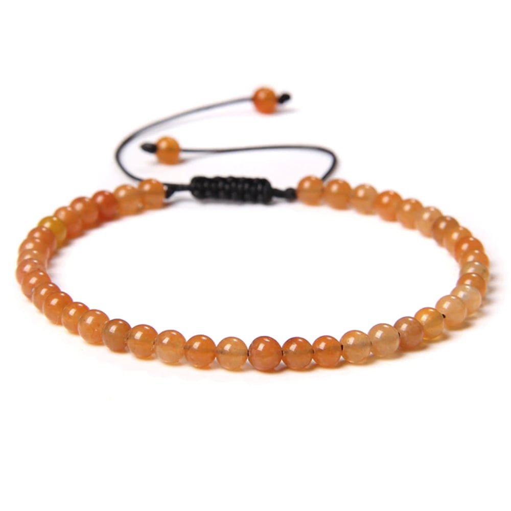 Bracciale in avventurina rossa – Perle sferiche da 4 mm cordoncino regolabile