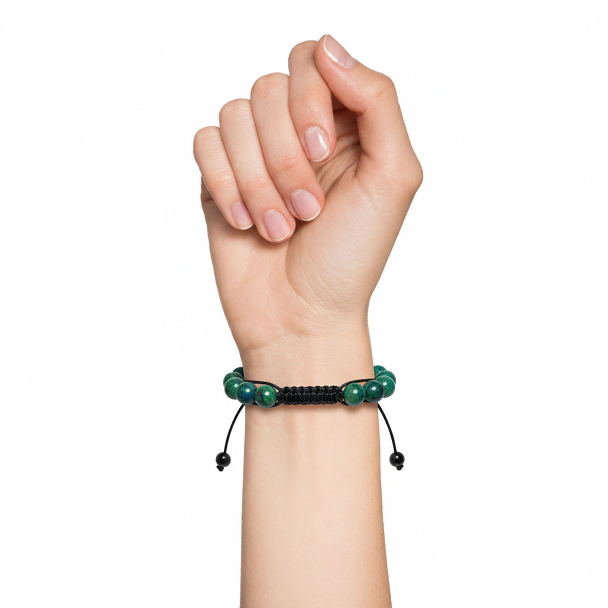 Bracciale in azzurrite malachite – Perle sferiche da 8 mm cordoncino regolabile