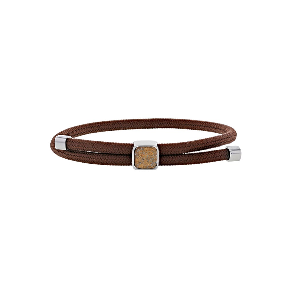 Bracciale in bronzite per lui cordoncino regolabile – Ref. F01-689